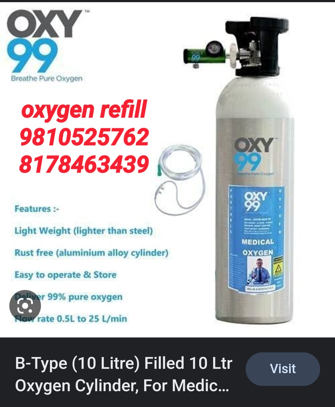 24/7 Oxygen Cylinder Hire Refill 8178463439